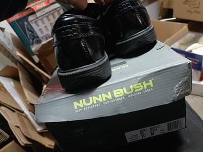 Nunn Bush Men's Baker Street Plain Toe Oxford Leather Black Kore Comfort Gel NIB - Thumbnail 8