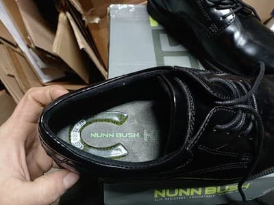 Nunn Bush Men's Baker Street Plain Toe Oxford Leather Black Kore Comfort Gel NIB - Thumbnail 5