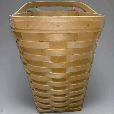 Vintage 1993 Longaberger Magazine Basket Handwoven Wooden Double Swing Handle - Thumbnail 3