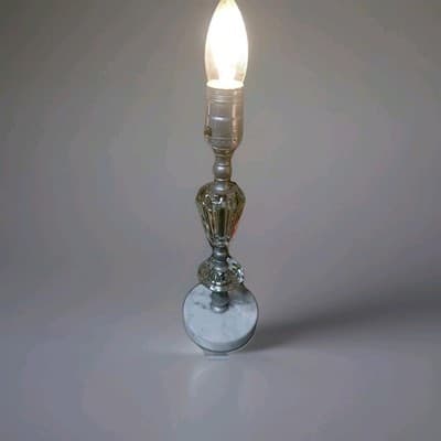 Vintage Clear Glass Lamp With Marble Base, Small Accent Lamp - Image 1