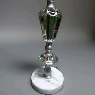 Vintage Clear Glass Lamp With Marble Base, Small Accent Lamp - Thumbnail 4