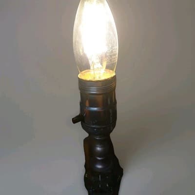 Vintage Clear Glass Lamp With Marble Base, Small Accent Lamp - Thumbnail 2