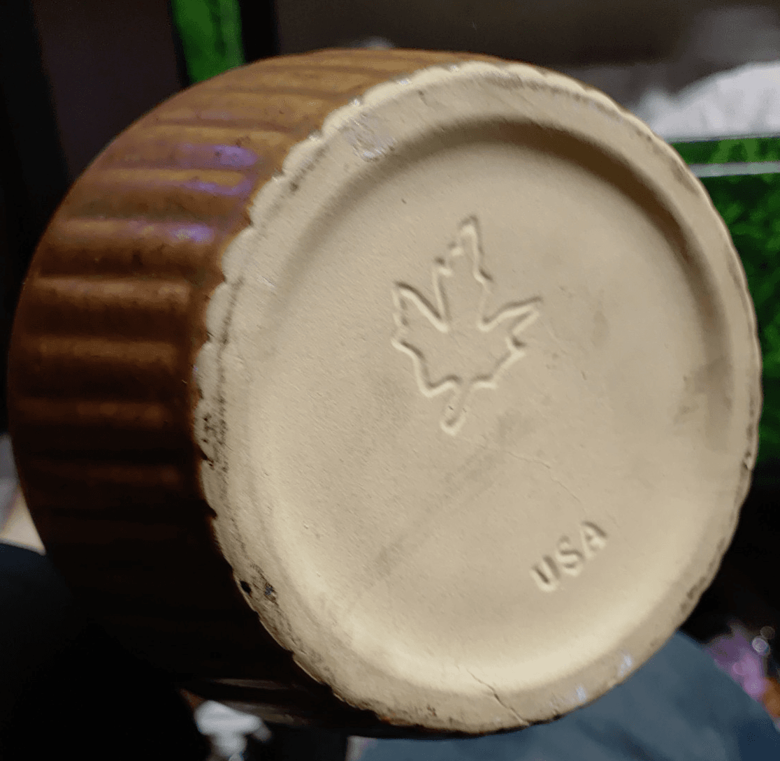 Vintage Monmouth-Western Pottery Coffee Carafe Brown with Carmel Glaze Ribbed - Thumbnail 5