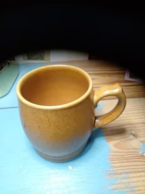 1 Denby England Coffee Mug English Brown Scrolls Ring Speckled Rams Head Mark - Thumbnail 3