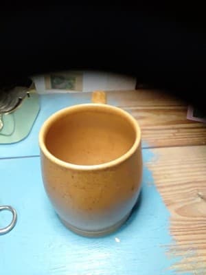 1 Denby England Coffee Mug English Brown Scrolls Ring Speckled Rams Head Mark - Thumbnail 4