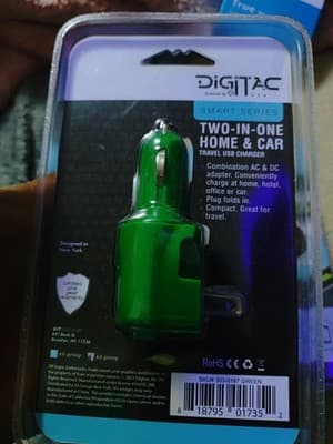 Digitac Smart Series Two-In-One Home & Car USB Charger Adapter black. - Thumbnail 3