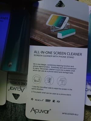 Acuvar all-in-one screen cleaner with phone stand. Blue - Thumbnail 2