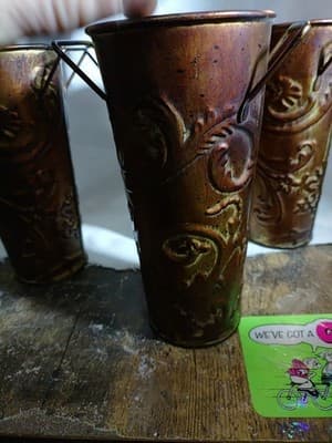 Elegant Expressions small scroll embossed round iron vase set Of 4 - Thumbnail 3