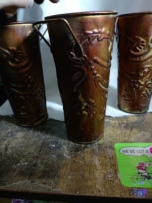 Elegant Expressions small scroll embossed round iron vase set Of 4 - Thumbnail 4