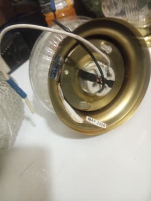 2 Clear ACORN Bubble Glass CEILING Goldtone/Brass Light Lite Fixture. Yr 2006 §* - Thumbnail 5