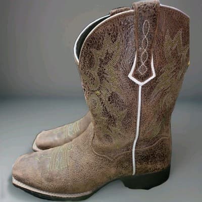 Ariat Tombstone Distressed Brown Leather Cowboy Boots Men Sz 5.5 Style 10007846 - Thumbnail 2