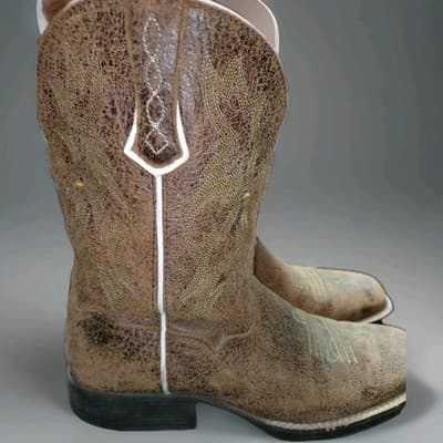 Ariat Tombstone Distressed Brown Leather Cowboy Boots Men Sz 5.5 Style 10007846 - Thumbnail 3