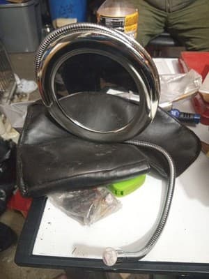 Portable Hanging Vanity Mirror / Faux Leather Case, Regular & Magnifying Side §* - Thumbnail 2