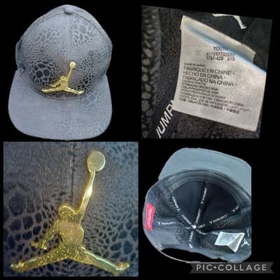 Air Jordan Jumpman Black Snapback Cap Hat Metal Silver Logo - Youth - Image 1