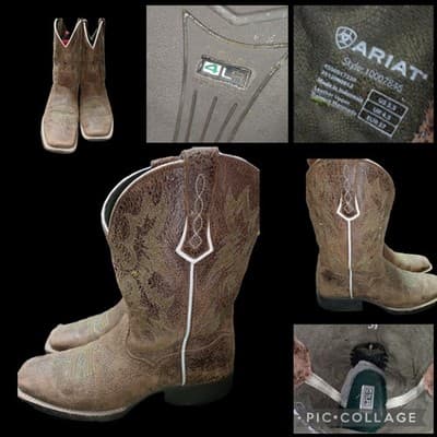 Ariat Tombstone Distressed Brown Leather Cowboy Boots Men Sz 5.5 Style 10007846 - Image 1