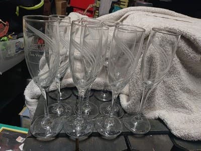 Set of 10 Crystal Champagne Flutes Frosted Swirl Windswept Style Las Vegas 2007 - Image 1