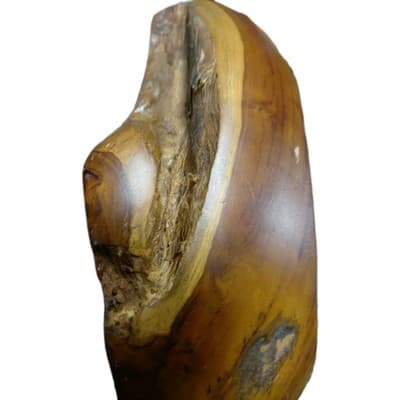 Vintage Teak Root Wood Bowl 12" Capiz Shell Inlay Iridescent Java Handcrafted - Thumbnail 6