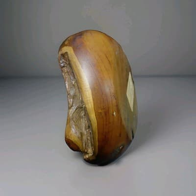 Vintage Teak Root Wood Bowl 12" Capiz Shell Inlay Iridescent Java Handcrafted - Thumbnail 9