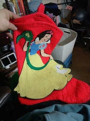 Vintage Snow White Christmas Stocking 3D Felt Disney Princess Holiday - Thumbnail 2