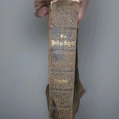 Antique 1899 German Bible Die Heilige Schrift Leather Aug. Becker Cleveland Ohio - Thumbnail 3