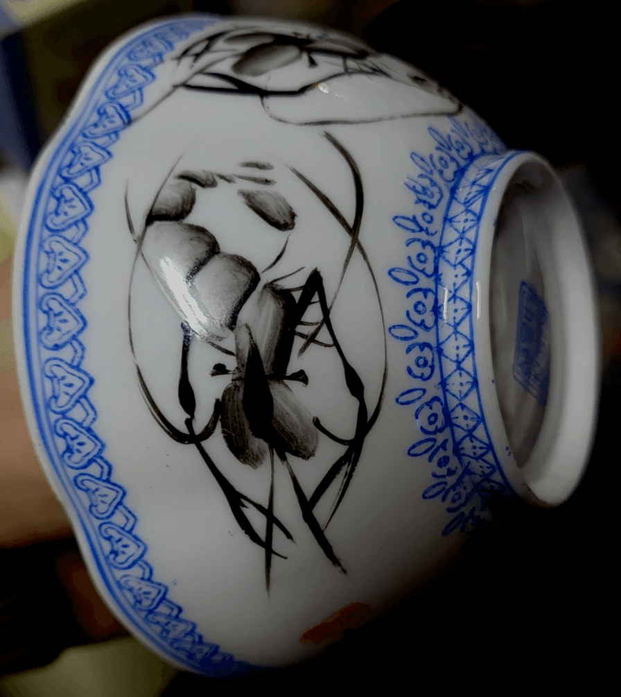 Antique Fine Porcelain Chinese Eggshell Bowl Marked with original box - Thumbnail 6