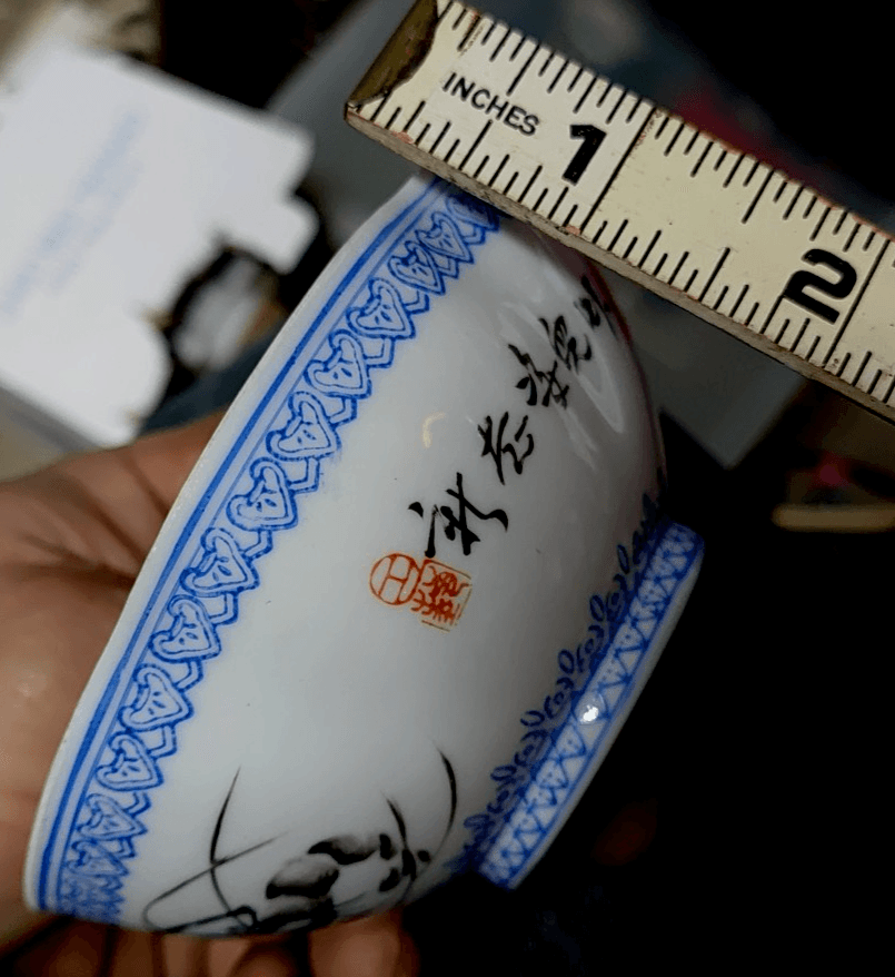 Antique Fine Porcelain Chinese Eggshell Bowl Marked with original box - Thumbnail 10