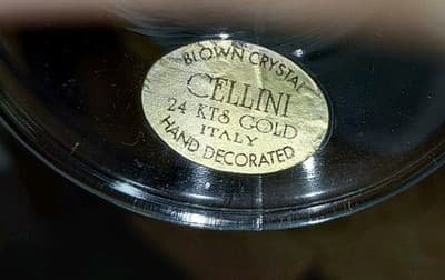 Set of 9 Cellini Italy Blown Crystal Martini Glasses - 24K Gold Hand Decorated - Thumbnail 7