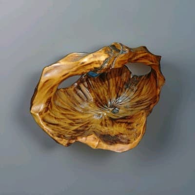 Antique Folk Art Solid One Piece Black Walnut Hand Carved Wood Basket - Thumbnail 7