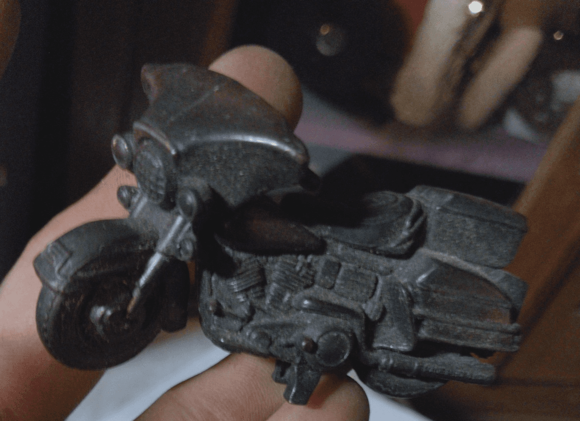 Vintage Motorcycle Pencil Sharpener brass or copper diecast WORKS - Image 1