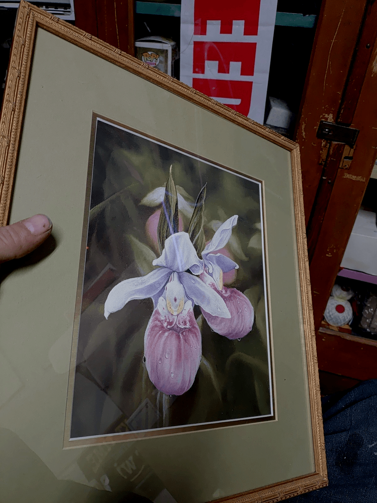 Annette Hartzell Signed Original Watercolor/Print - Showy Lady's Slipper Orchid - Thumbnail 3