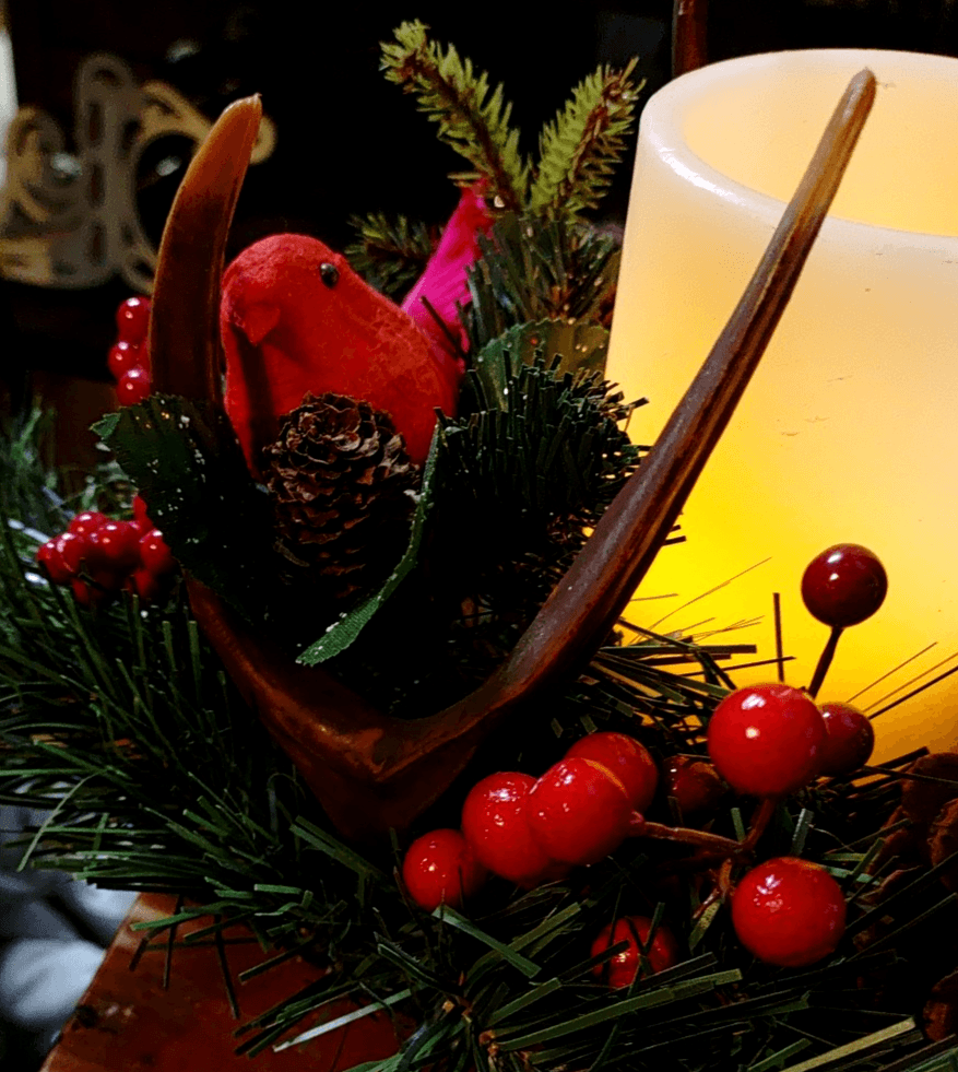 Vintag Holiday Light Up Table Top Centerpiece: \Bird \Pinecones \Antlers. - Thumbnail 4