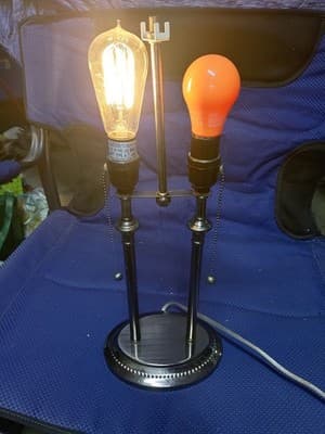 Industrial Steampunk Table Lamp - Dual Socket Pull Chains - Vintage Look -... - Thumbnail 5