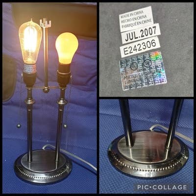 Industrial Steampunk Table Lamp - Dual Socket Pull Chains - Vintage Look -... - Image 1