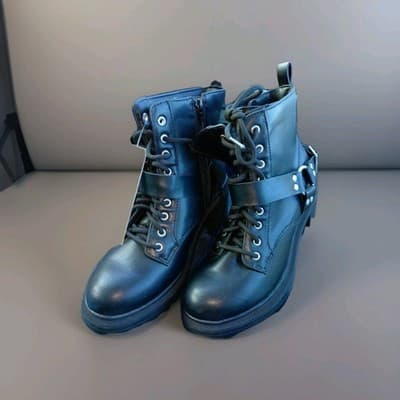 New No Boundaries Women’s Moto Combat Boots - Size 9 - Black Lace-Up Ankle Boots - Thumbnail 2