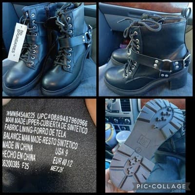 New No Boundaries Women’s Moto Combat Boots - Size 9 - Black Lace-Up Ankle Boots - Image 1