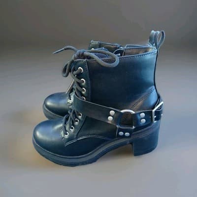 New No Boundaries Women’s Moto Combat Boots - Size 9 - Black Lace-Up Ankle Boots - Thumbnail 3