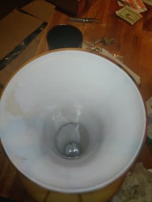 Modern Yellow Art Glass Vase Amber Swirl Cased White Interior Hand Blown Style - Thumbnail 6