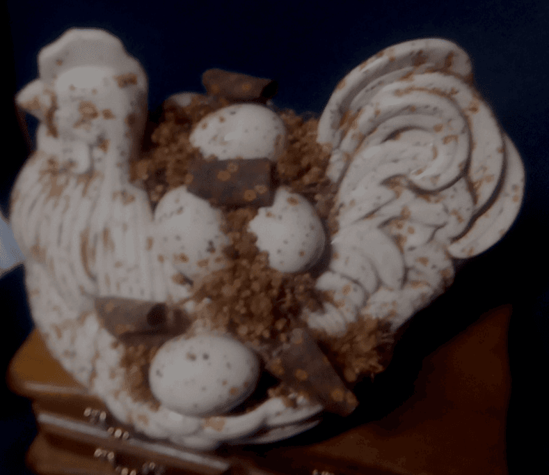 Vintage Ceramic Arnell's Chicken Planter Speckled Glazed A With Decorative Eggs - Thumbnail 3