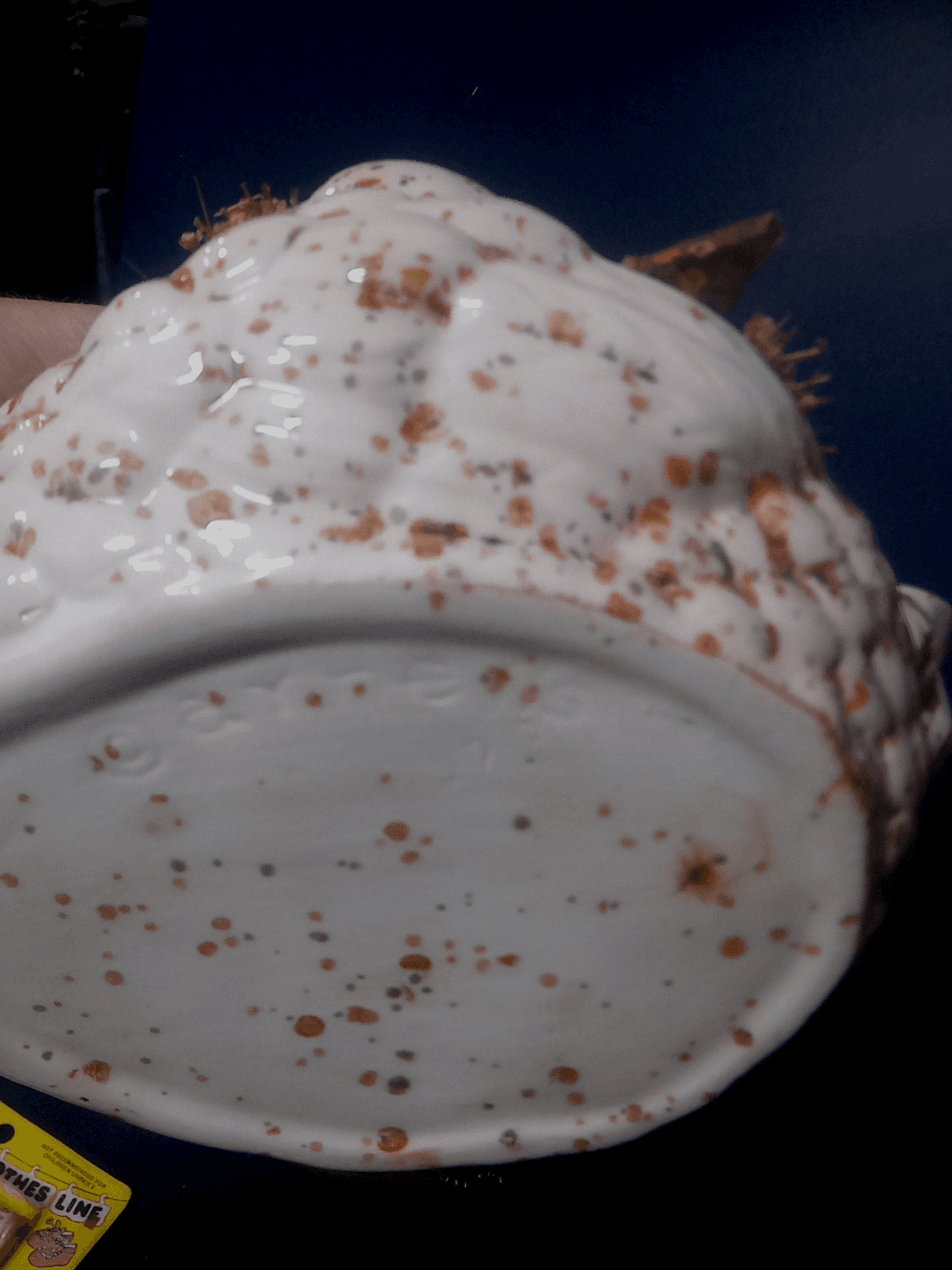 Vintage Ceramic Arnell's Chicken Planter Speckled Glazed A With Decorative Eggs - Thumbnail 2