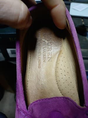 Ralph Lauren Carley Women’s 5B Purple Suede Driving Loafers Gold RL Logo - Thumbnail 6