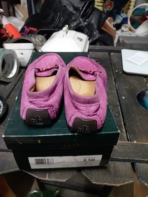 Ralph Lauren Carley Women’s 5B Purple Suede Driving Loafers Gold RL Logo - Thumbnail 3