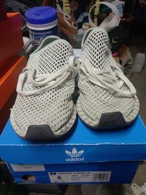 Adidas Womens Deerupt Runner Running Shoes Blue CQ2911 Low Top Lace Up Mesh 6 - Image 1