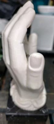 Vintage Italian Alabaster Pieta Sculpture in Hands on Marble Base - Signed A.... - Thumbnail 6