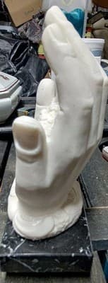 Vintage Italian Alabaster Pieta Sculpture in Hands on Marble Base - Signed A.... - Thumbnail 9