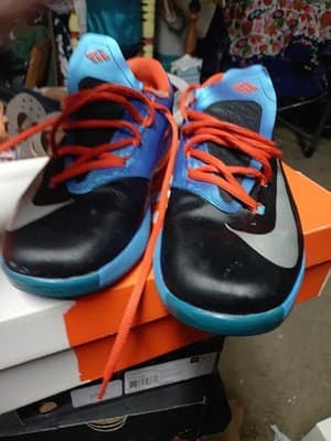 Nike KD 6 VI Away OKC Thunder Black Blue Orange 599477-002 GS Size 6.5Y - Image 1