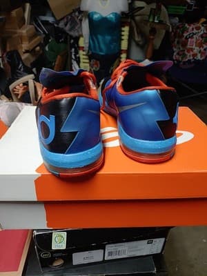 Nike KD 6 VI Away OKC Thunder Black Blue Orange 599477-002 GS Size 6.5Y - Thumbnail 3