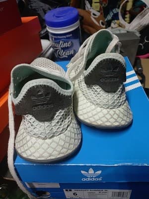 Adidas Womens Deerupt Runner Running Shoes Blue CQ2911 Low Top Lace Up Mesh 6 - Thumbnail 4