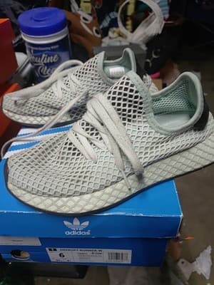 Adidas Womens Deerupt Runner Running Shoes Blue CQ2911 Low Top Lace Up Mesh 6 - Thumbnail 2