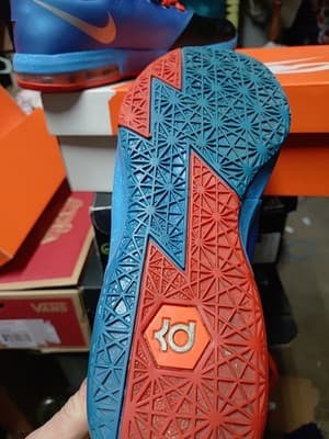 Nike KD 6 VI Away OKC Thunder Black Blue Orange 599477-002 GS Size 6.5Y - Thumbnail 8