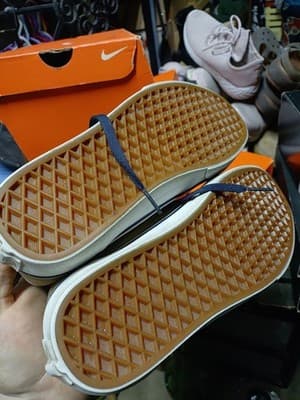 Vans Old Skool Khaki Tan Navy Blue Skate Shoes Men’s 8 Women’s 9.5 OrthoLite - Thumbnail 6